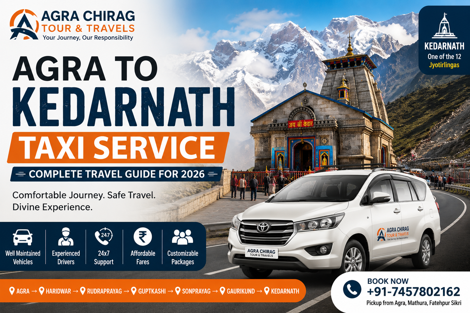 Agra to Kedarnath Taxi Service: Complete Travel Guide for 2026